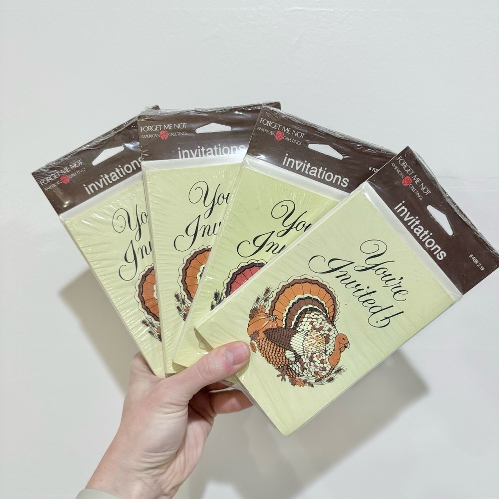 Vintage American Greetings Turkey Thanksgiving party invites - 4 pack